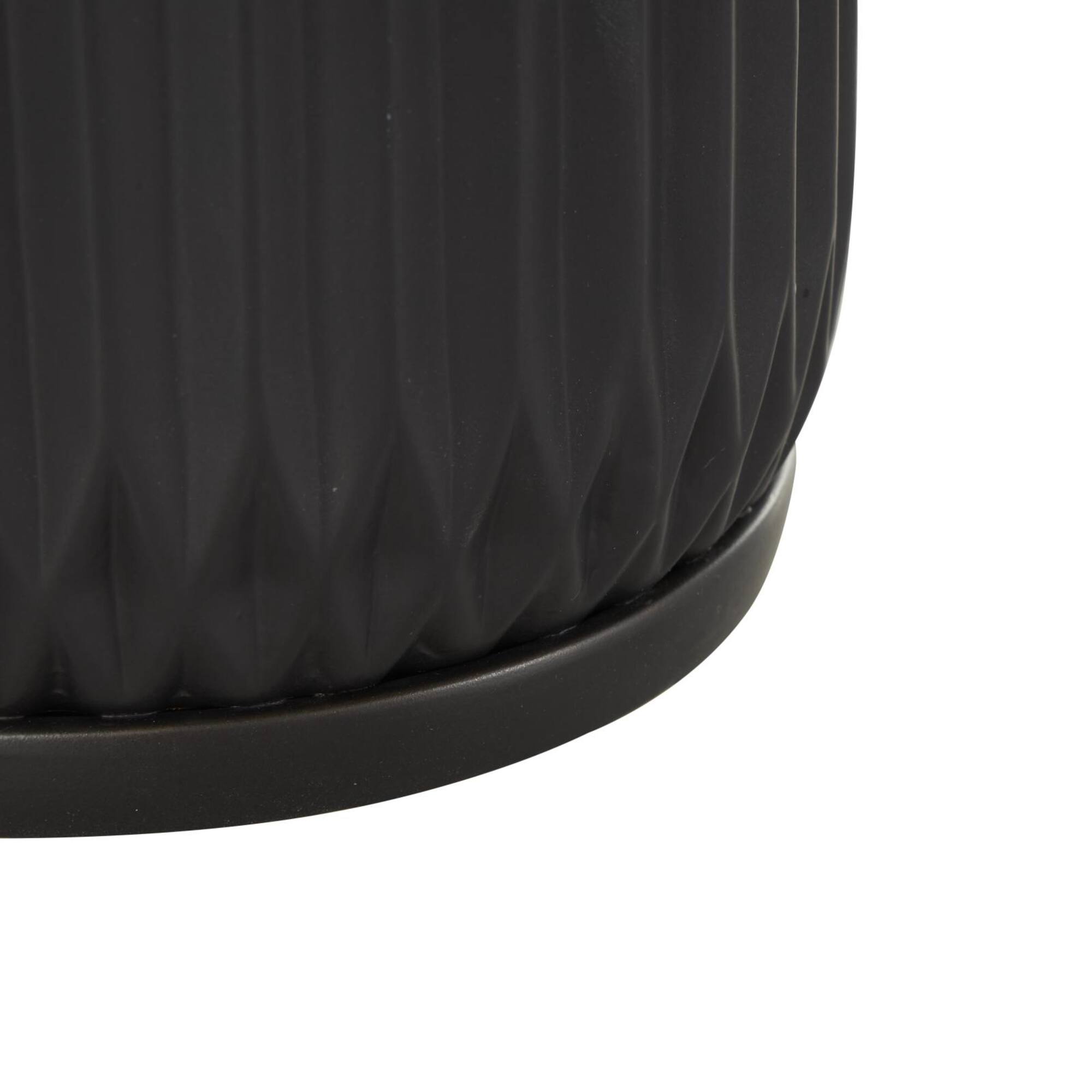Black Ribbed Textured Ceramic Planter Set